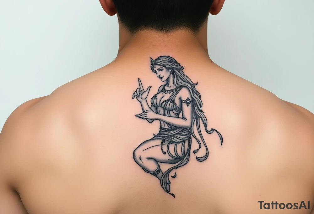 pleasure goddess on arm tattoo idea