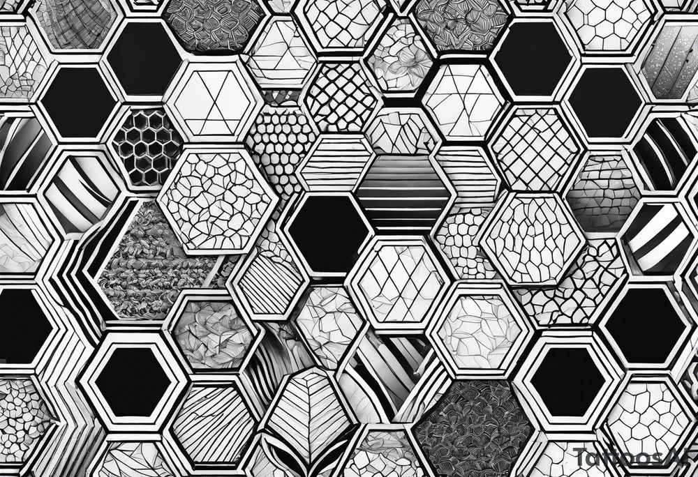 black plain hexagons tattoo idea