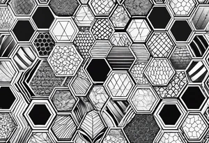 black plain hexagons tattoo idea