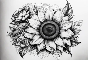 sunflower, camera, fish, flower rose tattoo idea