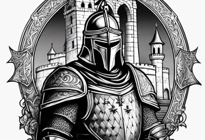 knight templar with castle tattoo idea