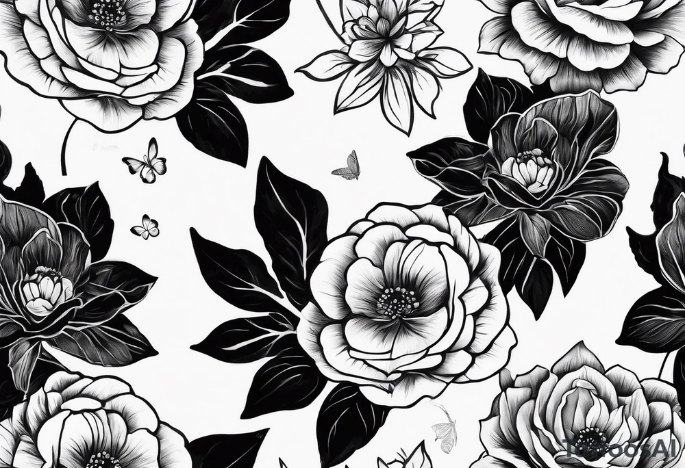 Black flowers tattoo idea