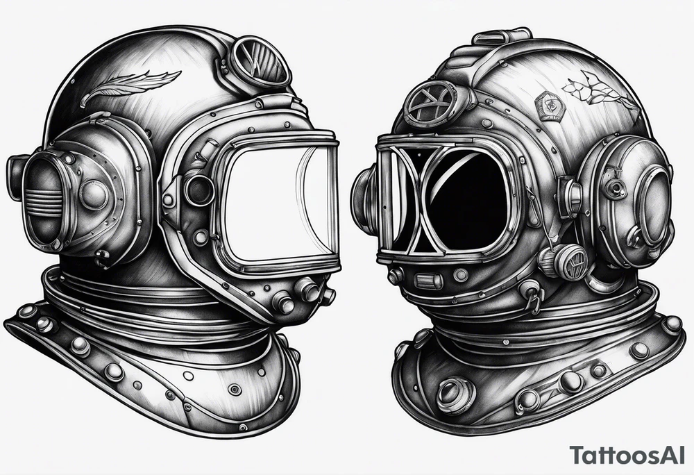 mark v diving helmet mixed with a space helmet tattoo idea