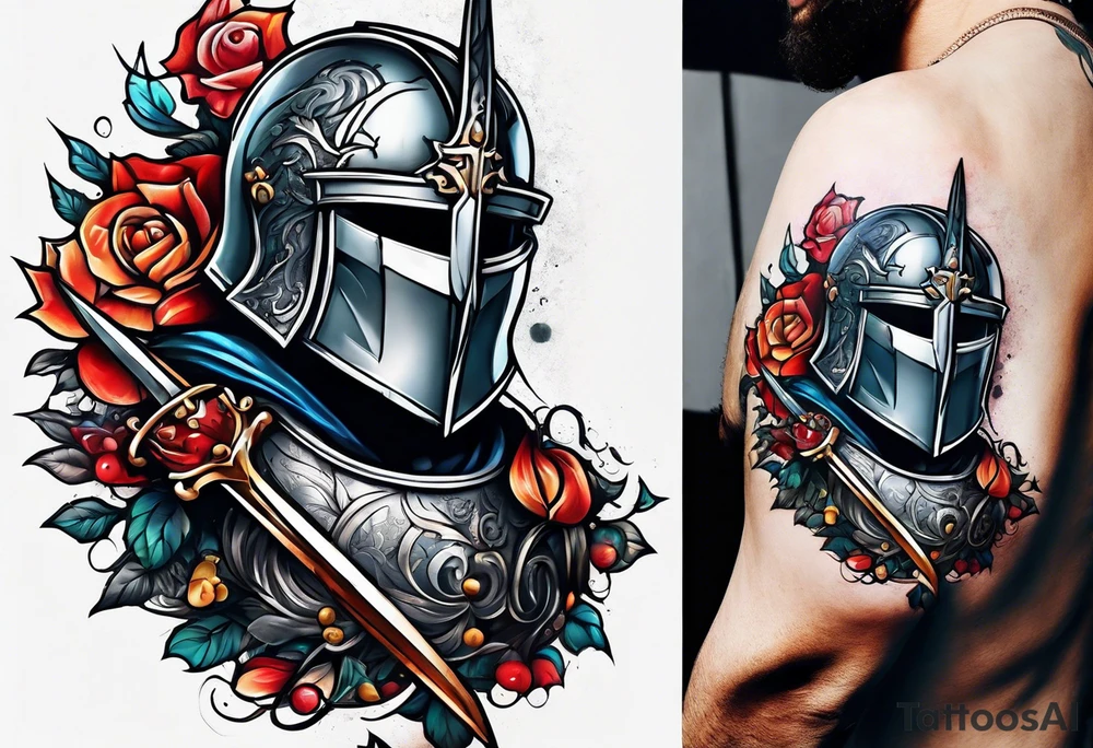 knight with sword tattoo idea