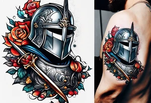 knight with sword tattoo idea