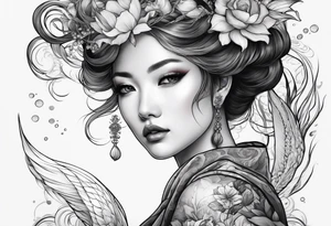 Full-body portrait of an ethereal woman of the sea tattoo idea