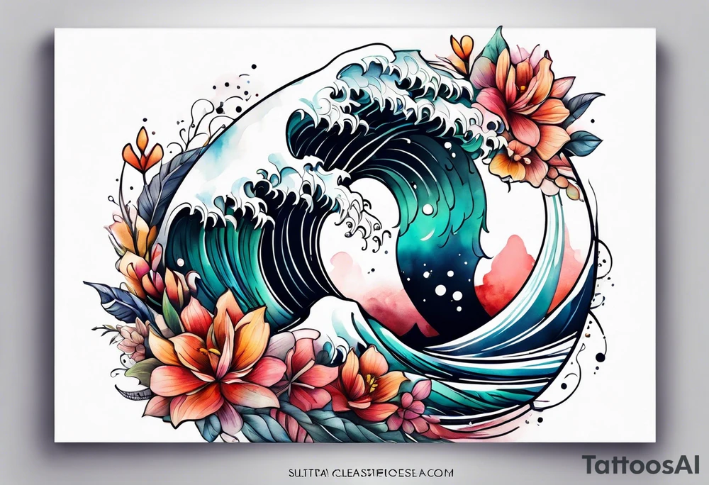dainty wave tattoo idea