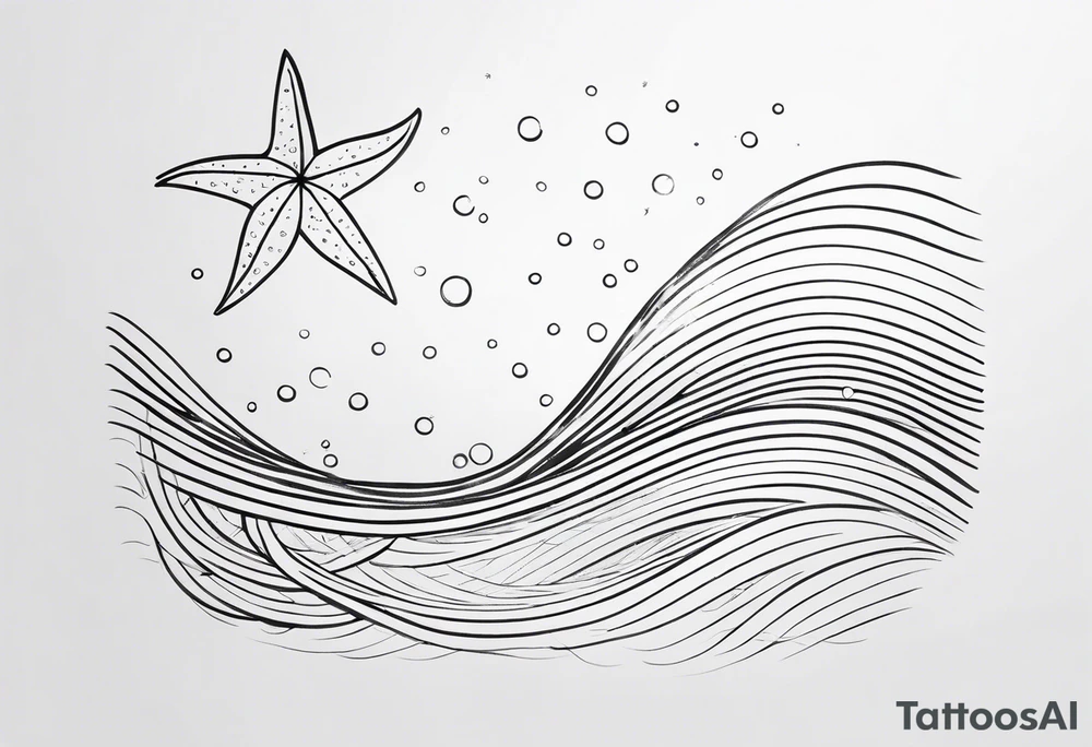 Wave and starfish tattoo idea