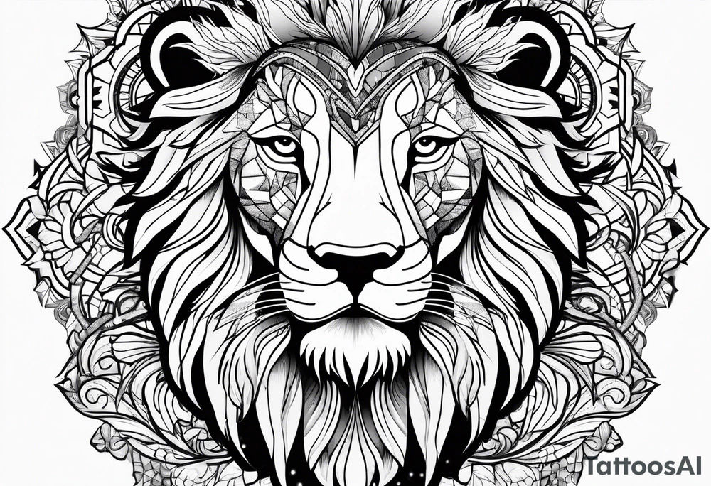 Ornament lion tattoo idea