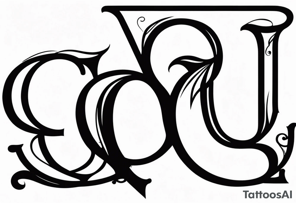 letter Q with a heart tattoo idea