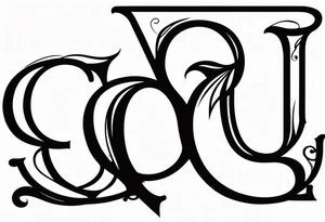 letter Q with a heart tattoo idea
