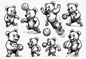 bear playing basketball tattoo idea