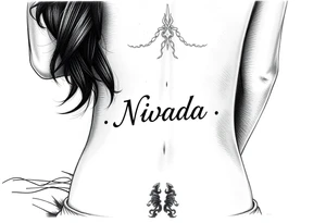 a woman's waist with the word "Nwada" written on her waist make her sit on the bed tattoo idea