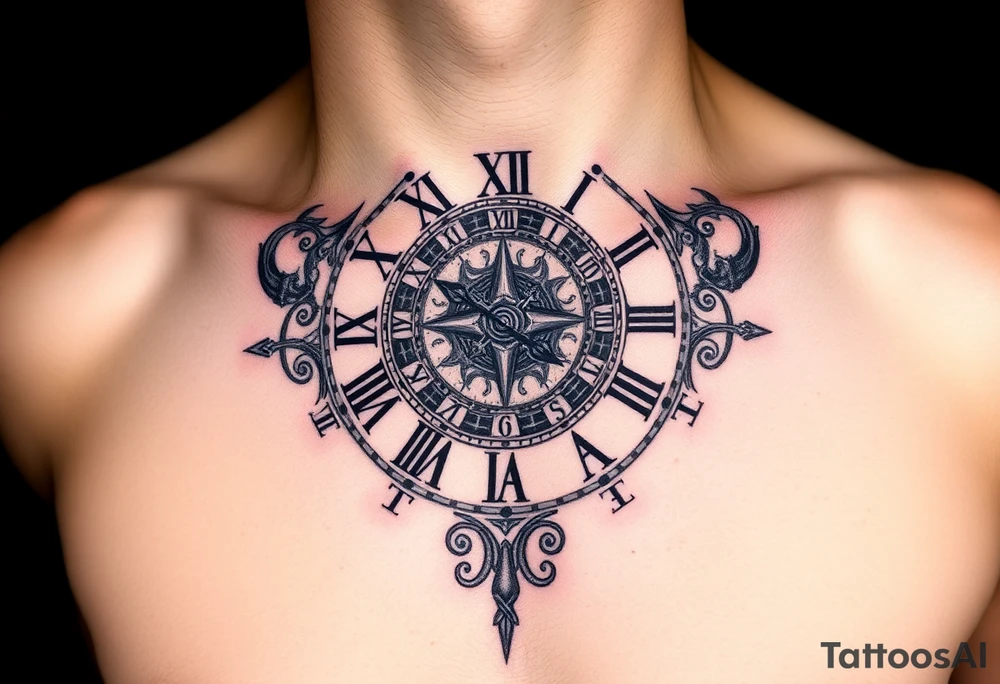 vintage roman numerals within ornate clockwork mechanism tattoo idea