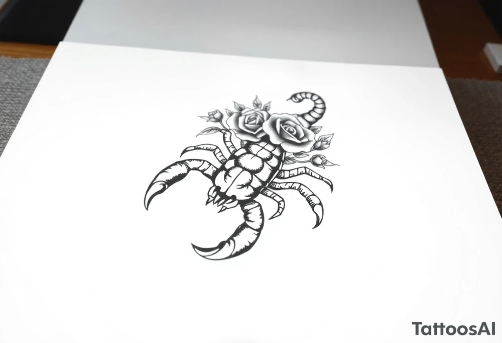 Scorpion with roses tattoo idea