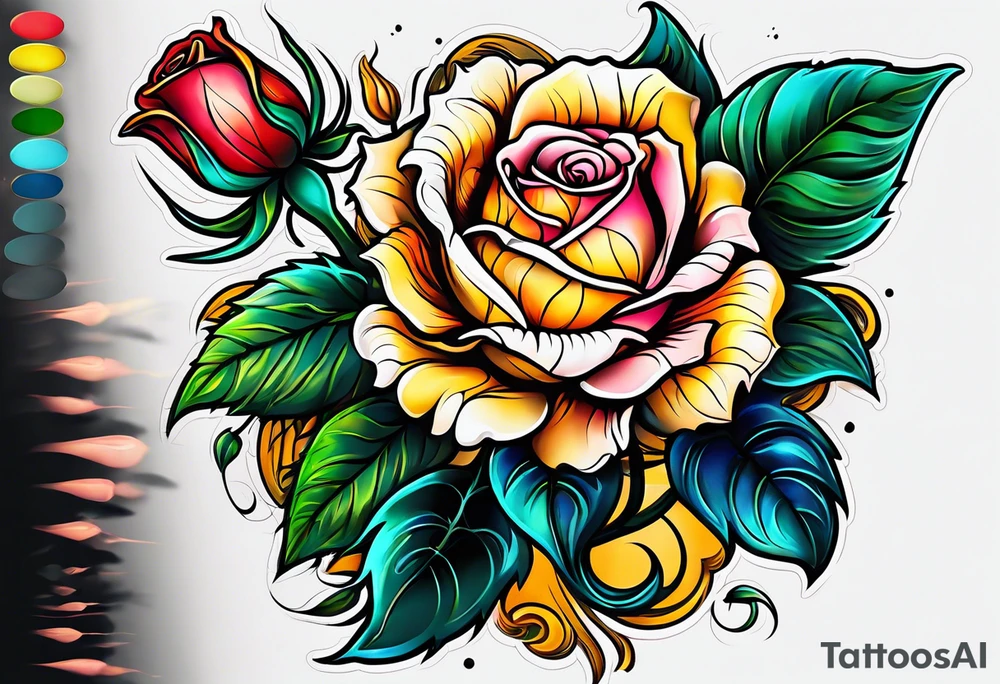 flower rose , sunflower, alien tattoo idea