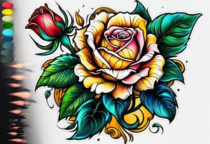 flower rose , sunflower, alien tattoo idea