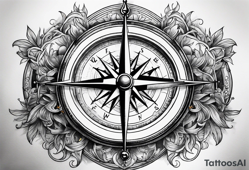 Fire Navy ships Compass tattoo idea