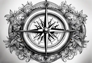 Fire Navy ships Compass tattoo idea