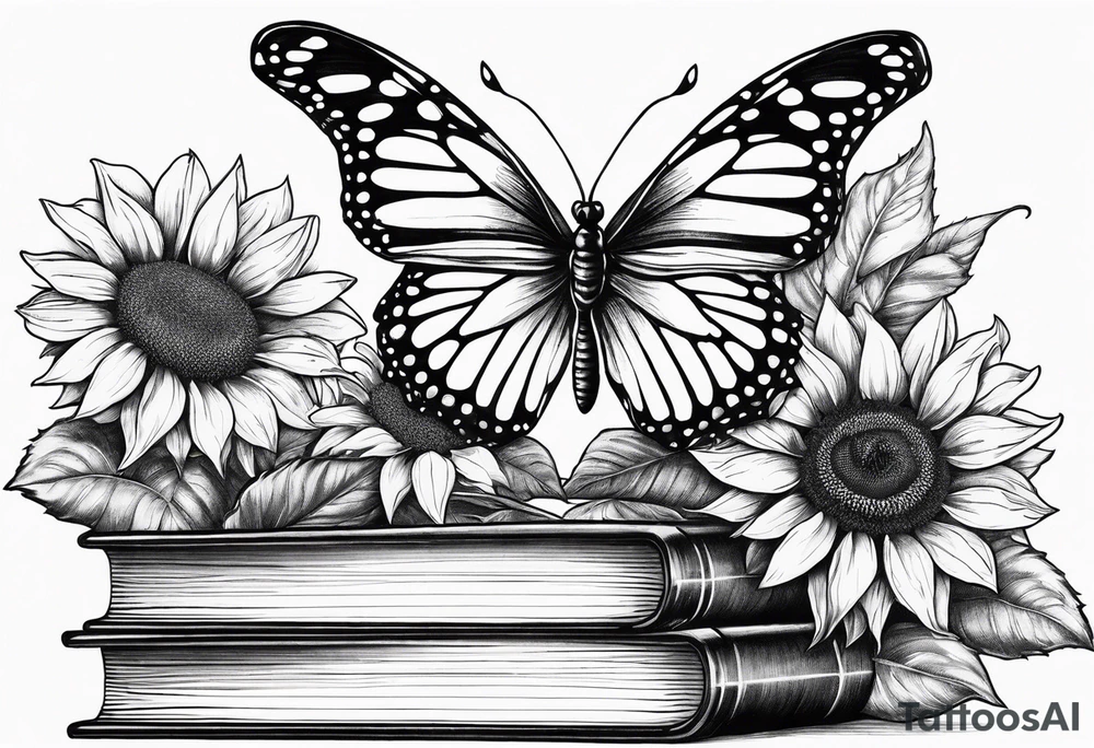 Butterfly, sunflower, book, fly, fish tattoo idea