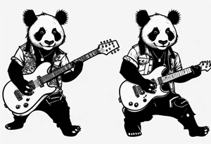 Punk Rock Panda playing electric guitar tattoo idea
