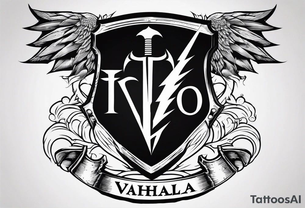 Valhalla shield sword lightning tattoo idea