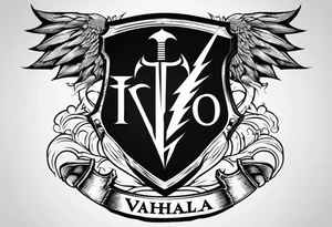 Valhalla shield sword lightning tattoo idea