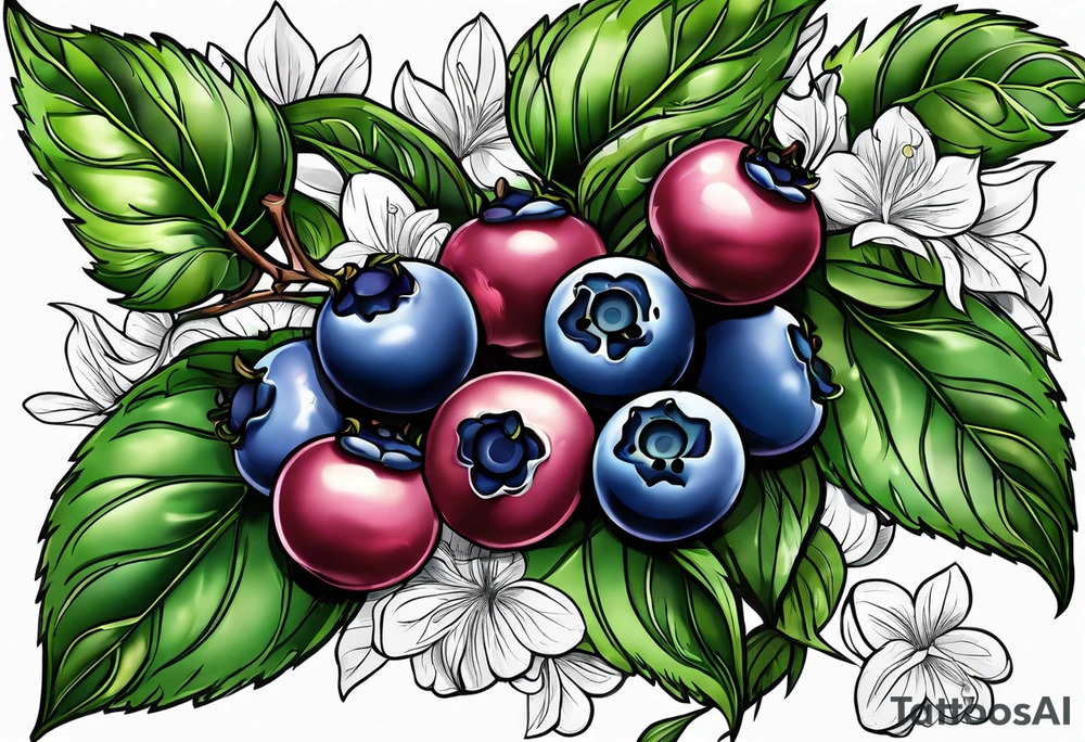 3 blueberries with a leaf tattoo idea