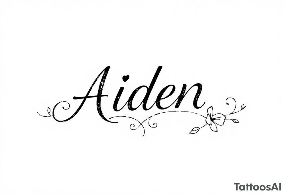 The name Aiden with love theme tattoo idea