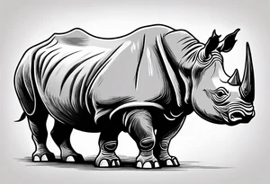 A rhino with a dark attitude, and a sharp elongated tusk. tattoo idea