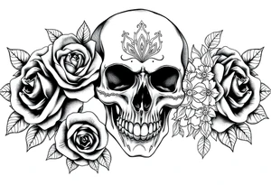 Skull with roses and mandala tattoo idea