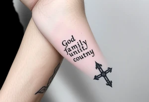 God family country Greek scripture tattoo idea