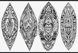 fijian tribal shark teeth patterns and flowers for forearm tattoo idea