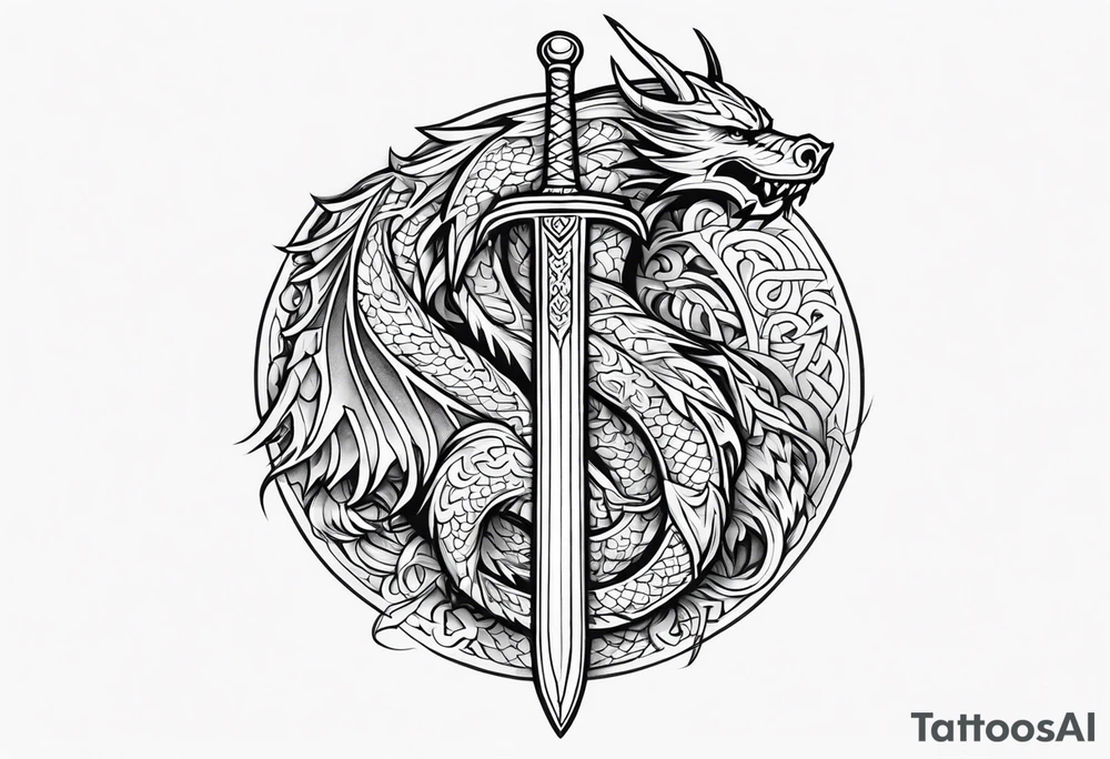 Viking sword Valhalla dragon tattoo idea