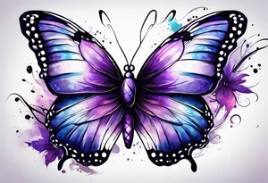 Purple butterfly flying on wind tattoo idea