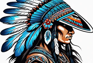 Native American with blue bonnets tattoo idea