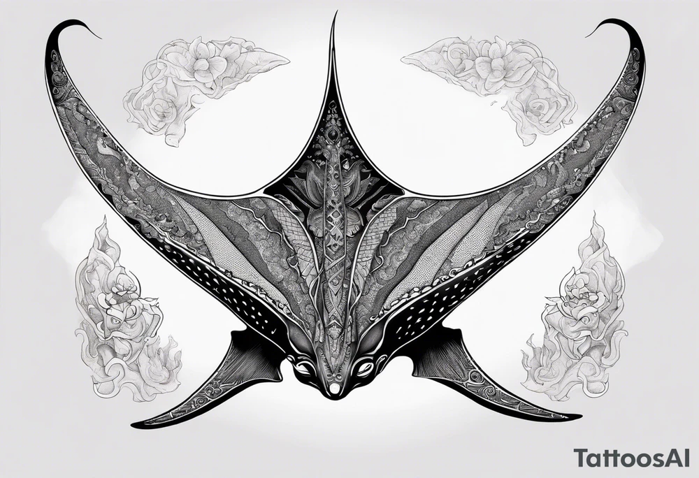 Giant 
Manta ray in thai tattoo idea