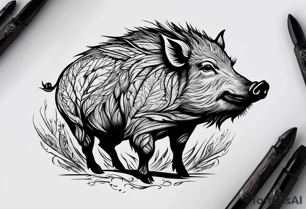 wild boar tattoo idea