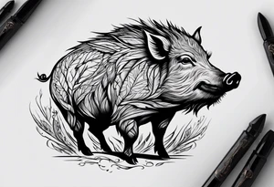 wild boar tattoo idea