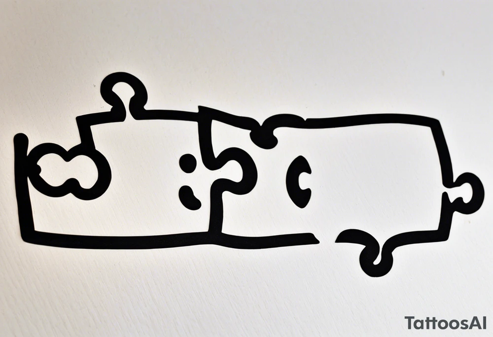 Puzzle Piece: A fine, clean outline with no shading, keeping the design light and elegant. Two pieces connected. 
Handwritten Text: inside the puzzle piece, your sister’s words “to my favorite sister,” carefully preserving the integrity of her handwriting.
This will create a balanced, meaningful design that's simple yet full of emotion—perfect for a small ankle tattoo. tattoo idea