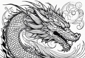 Geometric aquatic dragon cute tattoo idea