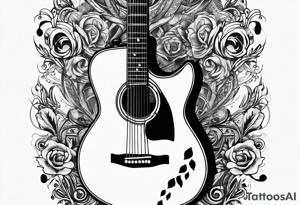 Electric guitar and baby footprints tattoo idea
