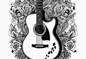 Electric guitar and baby footprints tattoo idea