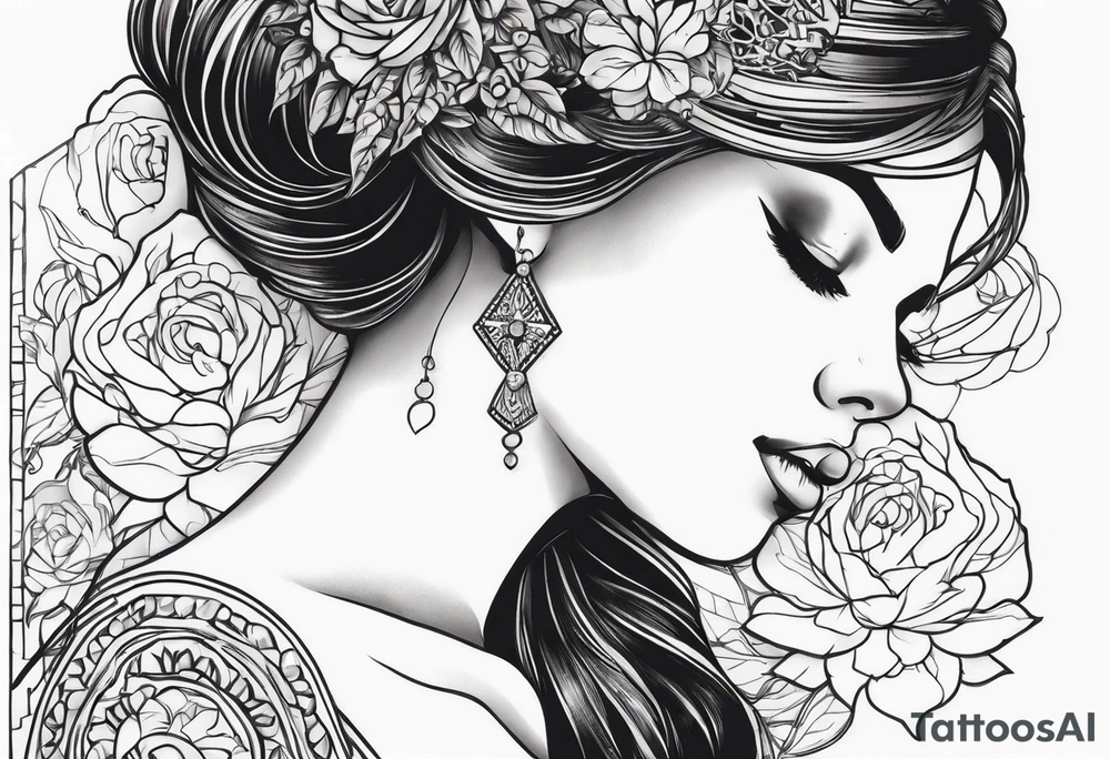 GIRL IN WEDDING DRESS tattoo idea