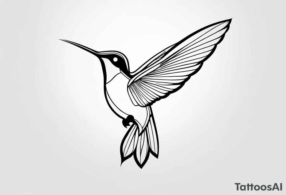 Design a minimalist tattoo of a hummingbird in flight, with elegant lines capturing its grace and vibrant energy tattoo idea