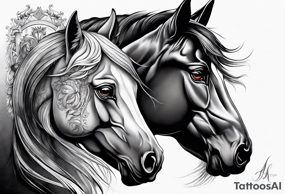 Horse with a wolf tattoo idea
