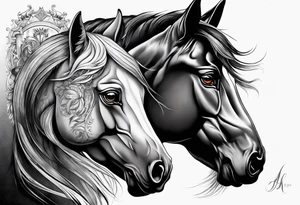 Horse with a wolf tattoo idea