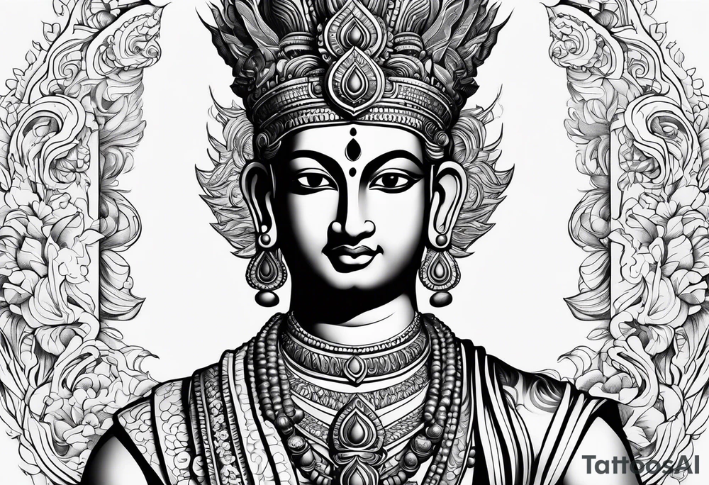 Realistic Vishnu tattoo idea