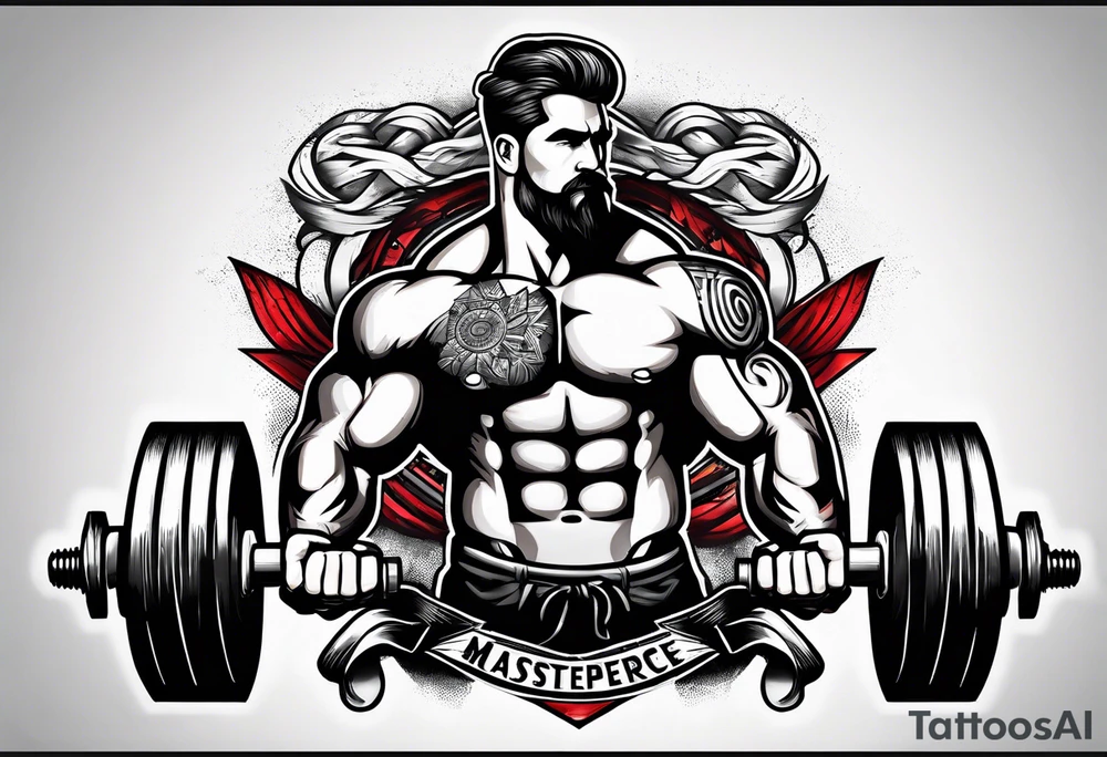 Dumbbell and strength mindset tattoo idea