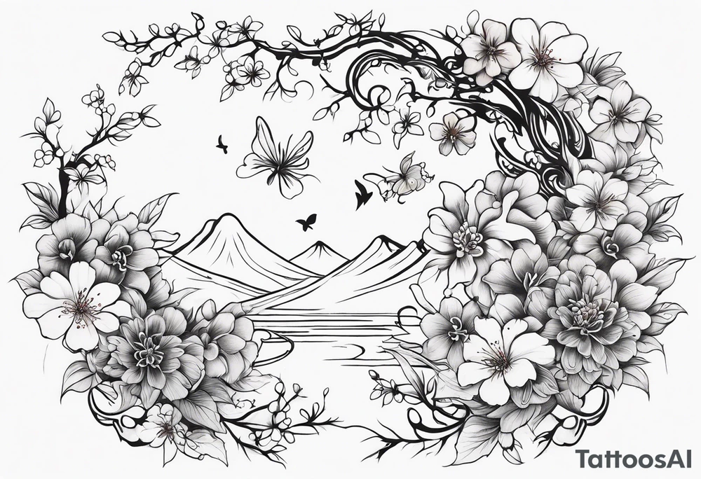 Fairy vines and flowers tattoo idea